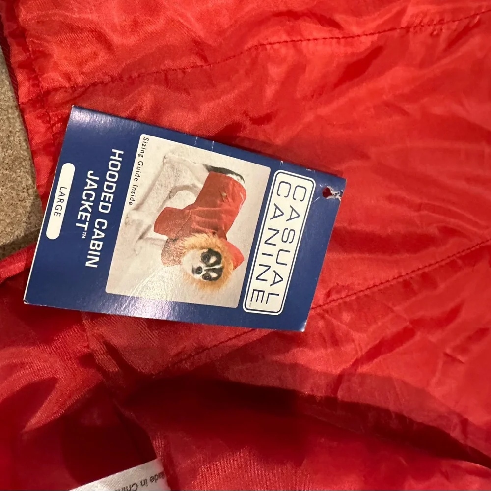 Casual Canine Bright Red pet Hooded Puffer with Faux Fur Trim